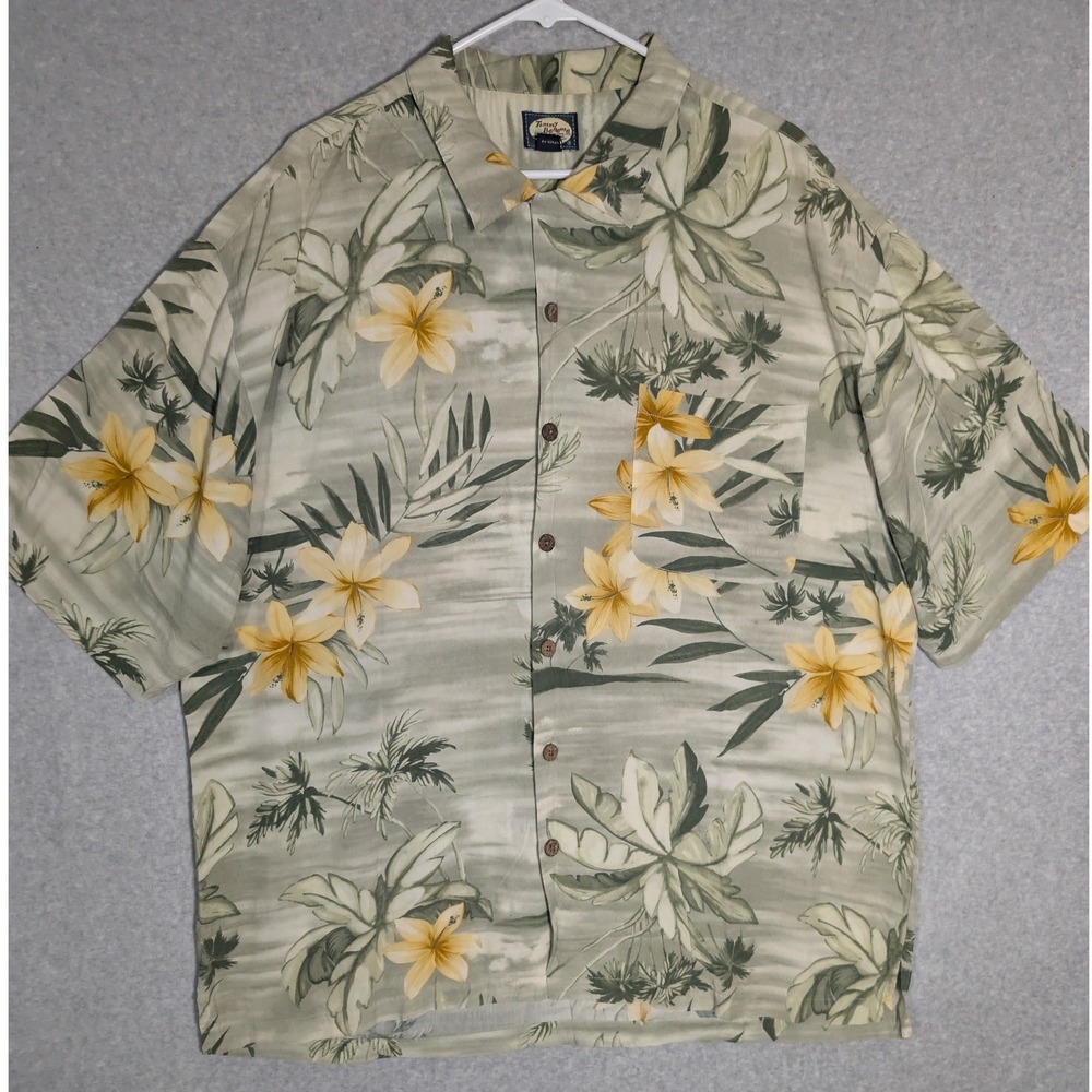 Tommy Bahama Shirt Mens XL Green Floral Palm Tropical Island‎ Retro Relaxed Fit - Picture 2 of 12
